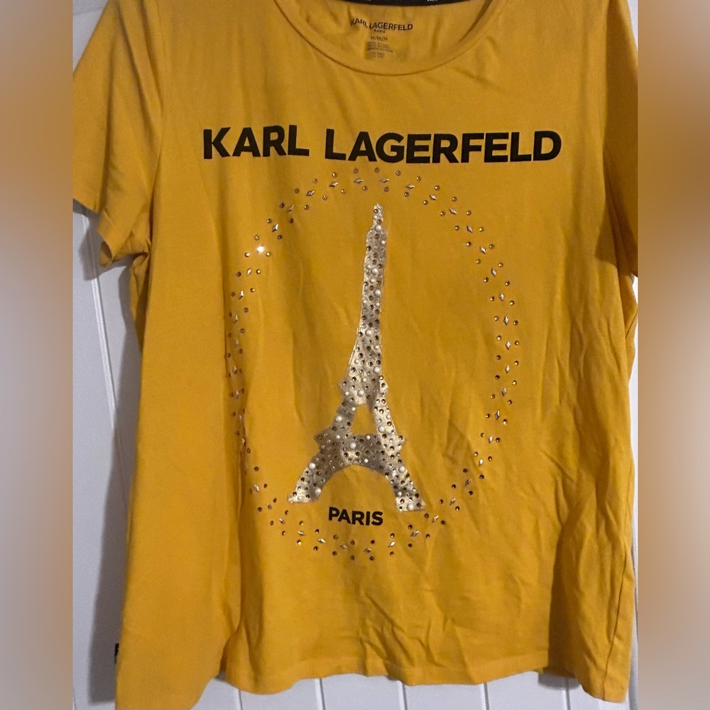 Yellow Karl Lagerfeld Eiffel Tower Shirt Size Medium